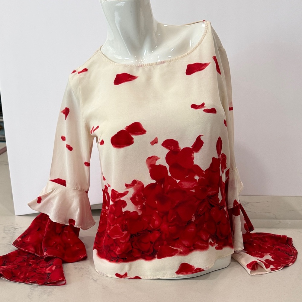 Elegant Red and White Women's Top